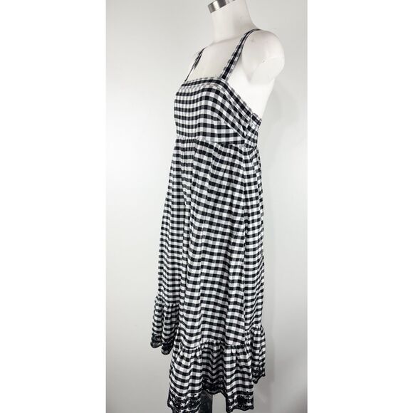 J.Crew Eyelet Trim Ruffle Hem Gingham Midi Sundress Crisscross Back Size 6 - Picture 3 of 7